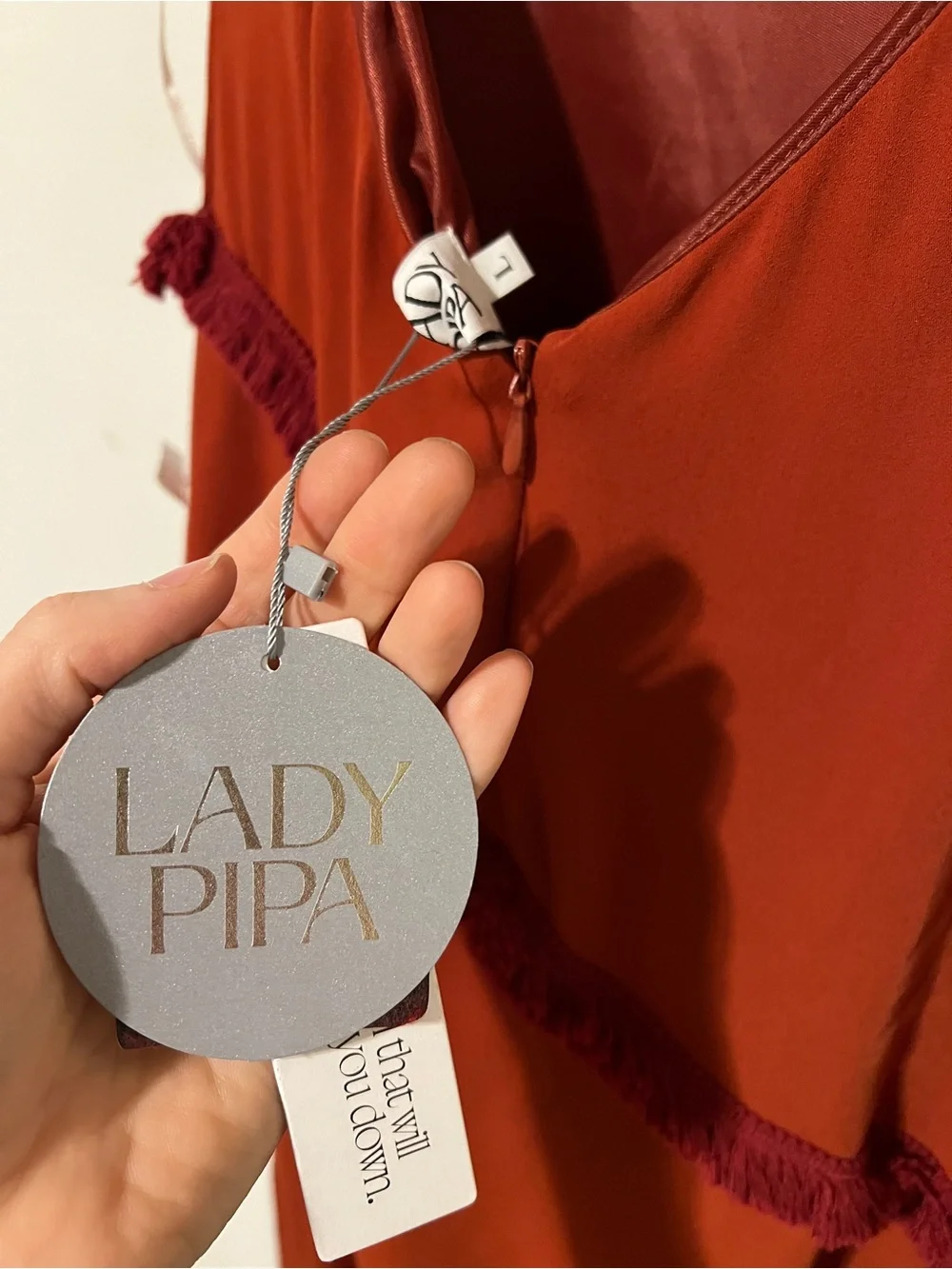 NWT Lady Pipa Grace Dress Sz Large Chiffon Rust $280